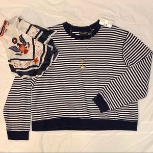 Nautical blue and white crew neck sweater